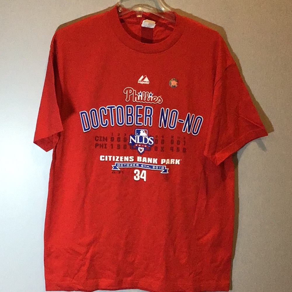 Majestic Roy Halladay no hitter MLB 2010 t-shirt new